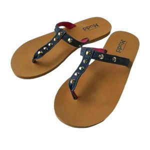 Mudd Women's Sandals, Denim Style Sandals with Silver Studs on Straps